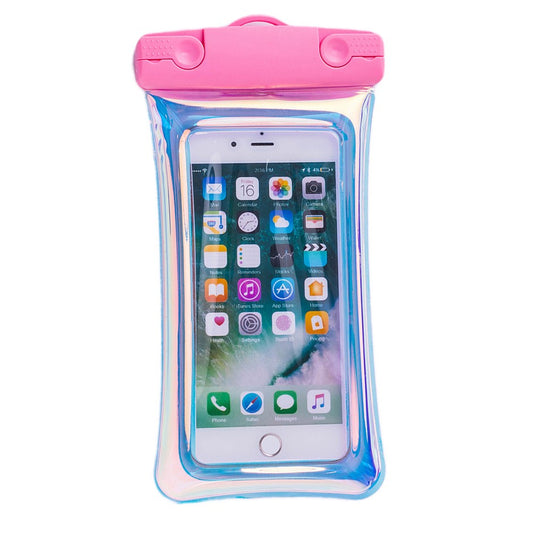 Husa subacvatica Holografica Waterproof, Snowproof, Universala, Impermeabila, cu Snur, pentru telefon sau documente, Roz