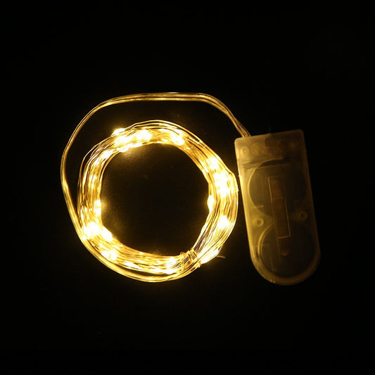 Instalatie Craciun, 1 metru, 10 LED-uri, Alb Cald, cu baterii, fir cupru, liniar, interior/exterior