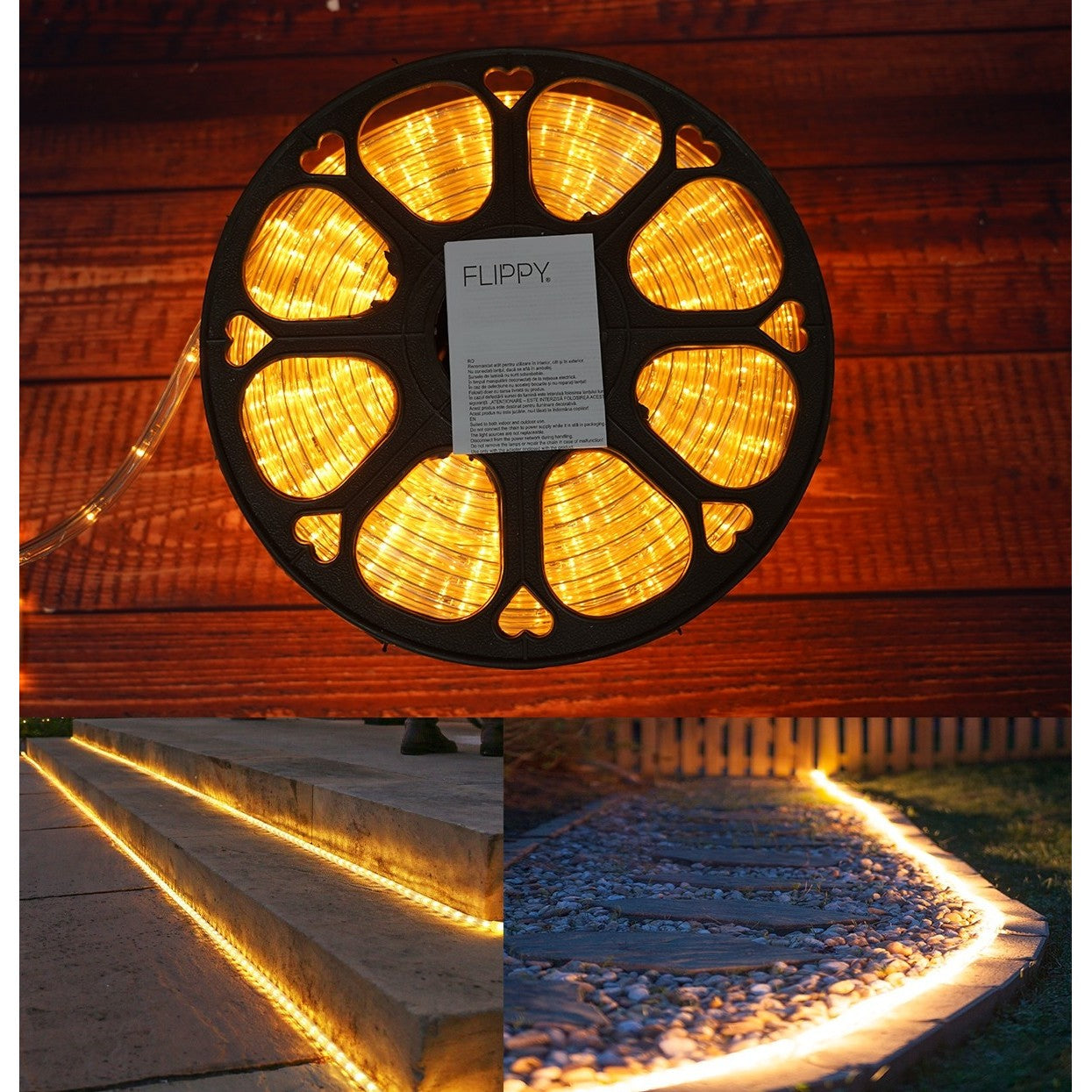Instalatie Craciun, 10 m, 240 Led-uri, Furtun Luminos, Alb cald, Transformator, Sectionabila, 220 V