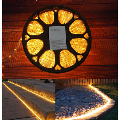 Instalatie Craciun, 10 m, 240 Led-uri, Furtun Luminos, Alb cald, Transformator, Sectionabila, 220 V
