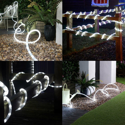 Instalatie Craciun, 100 m, 2400 Led-uri, Furtun Luminos, Alb rece, Transformator, 8 jocuri de lumini, Sectionabila, 220 V