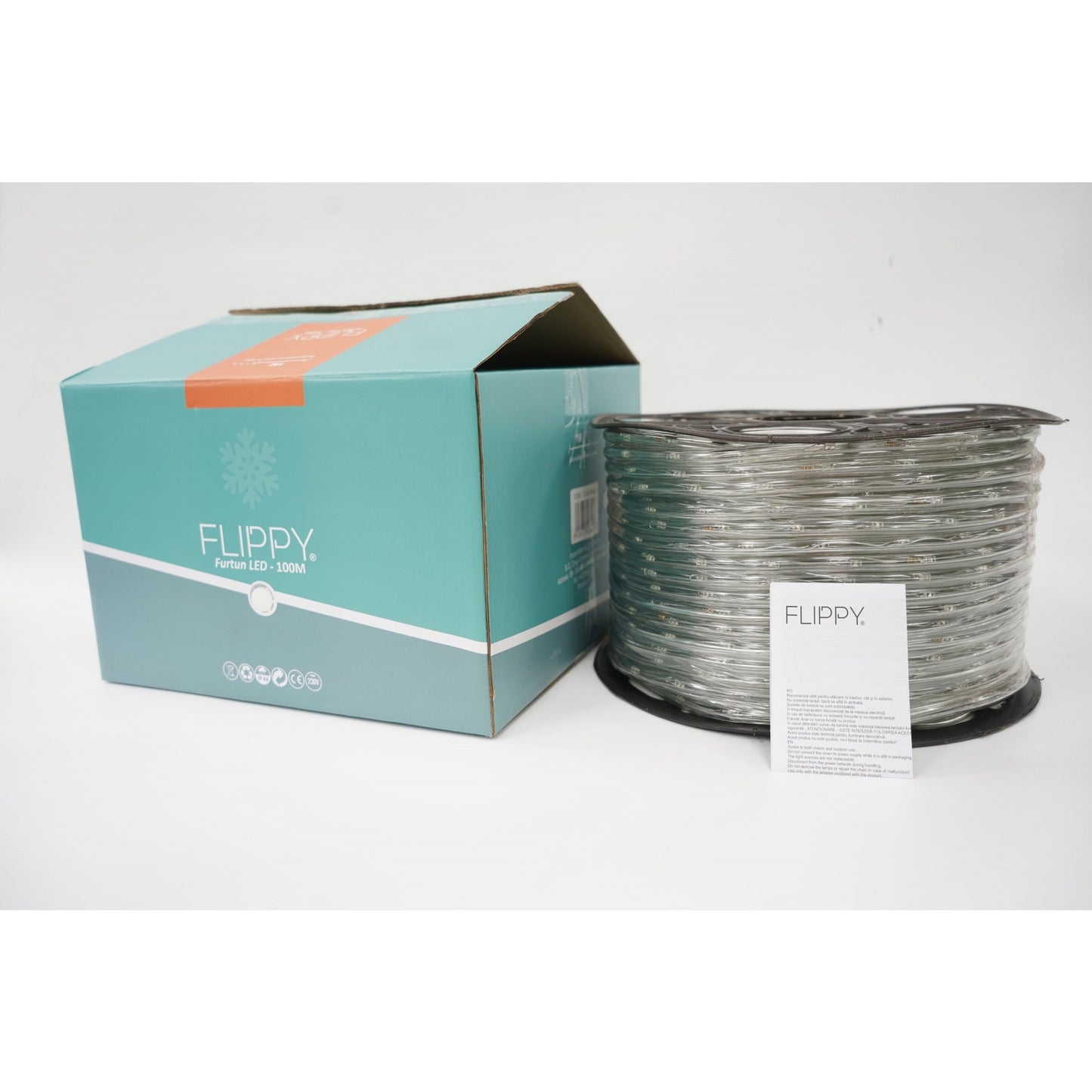 Instalatie Craciun, 100 m, 2400 Led-uri, Furtun Luminos, Alb rece, Transformator, Sectionabila, 220 V
