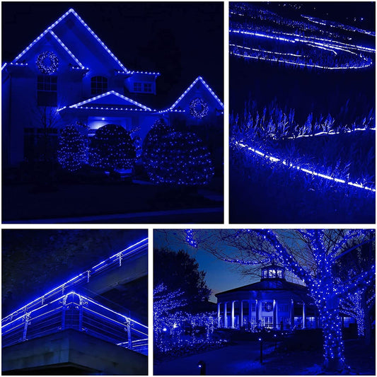 Instalatie Craciun, 2 m, 48 Led-uri, Furtun Luminos, Albastru, Transformator, Sectionabila, 220 V