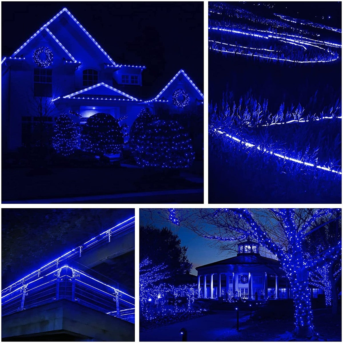Instalatie Craciun, 2 m, 48 Led-uri, Furtun Luminos, Albastru, Transformator, Sectionabila, 220 V