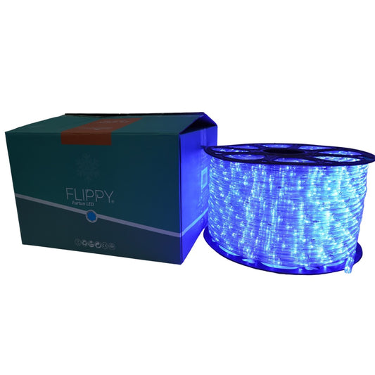 Instalatie Craciun, 2 m, 48 Led-uri, Furtun Luminos, Albastru, Transformator, Sectionabila, 220 V