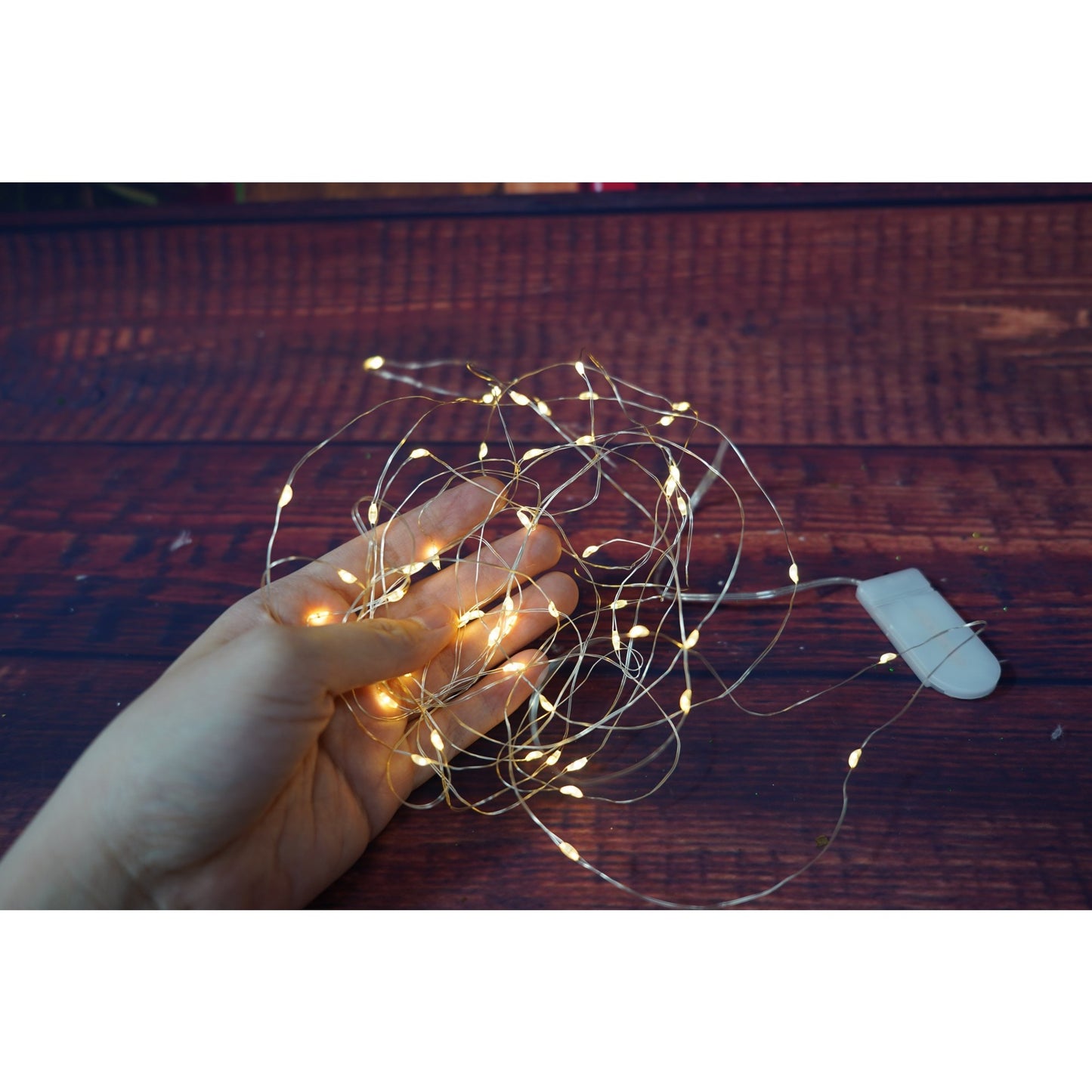 Instalatie Craciun, Liniara, 3 m, Baterii, 30 LED-uri, Alb Cald, Fir Cupru, Interior/Exterior