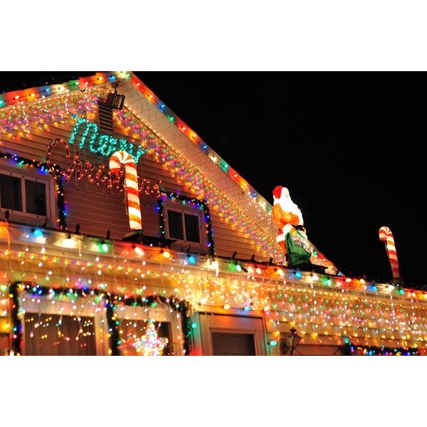 Instalatie Craciun, 30 m, 858 Led-uri ,Franjuri, Multicolor, 8 jocuri de lumini, Transformator cu telecomanda, Interconectabila, Prelungitor 5 m inclus, Fir Alb