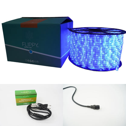 Instalatie Craciun, 4 m, 96 Led-uri, Furtun Luminos, Albastru, Transformator, Sectionabila, 220 V
