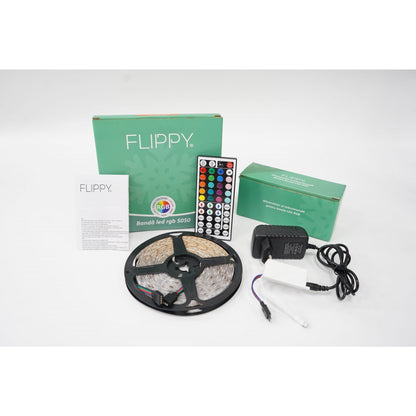 Kit Banda Led RGB SMD 5050 cu Transformator inclus - Lungime 5 M, 270 LED-uri, Telecomanda 44 taste, pentru TV, PC, Auto, IP65, Lumina Ambientala