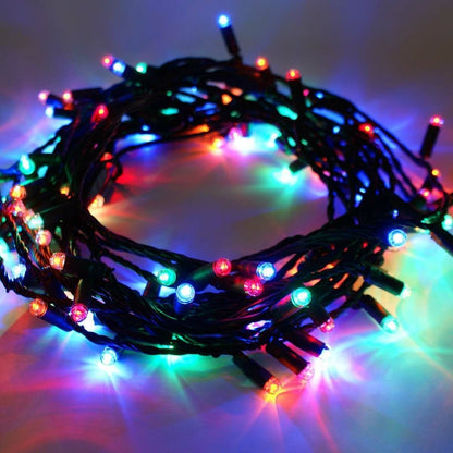 Instalatie Craciun, 95 m, 950 Led-uri ,Liniara, Multicolor, 8 jocuri de lumini, Transformator, Interconectabila, Prelungitor 3 m inclus, Fir Verde