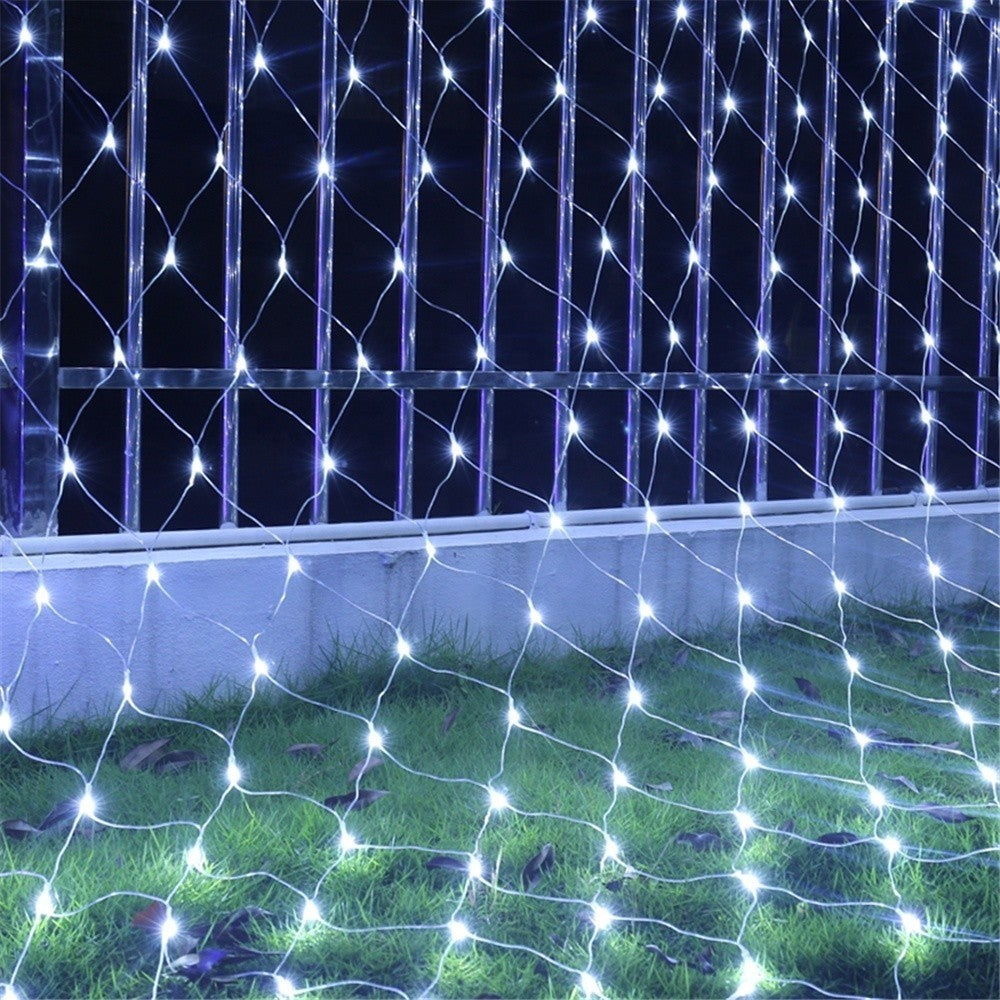 Instalatie Craciun, Tip Plasa, IP 44, 20 x 1 m, 1040 LED-uri, Alb rece, 8 jocuri de lumini, Transformator cu telecomanda, Interconectabila, Prelungitor 5 m inclus, Fir transparent