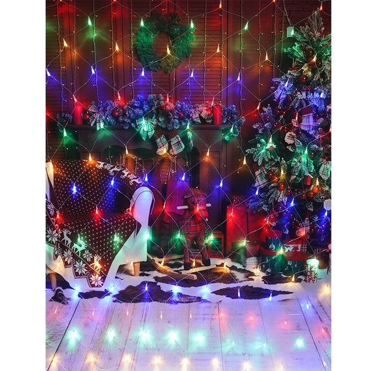 Instalatie Craciun, Tip Plasa, IP 44, 30 x 1 m, 1200 LED-uri, Multicolor, 8 jocuri de lumini, Transformator cu telecomanda, Interconectabila, Prelungitor 3 m inclus, Fir transparent
