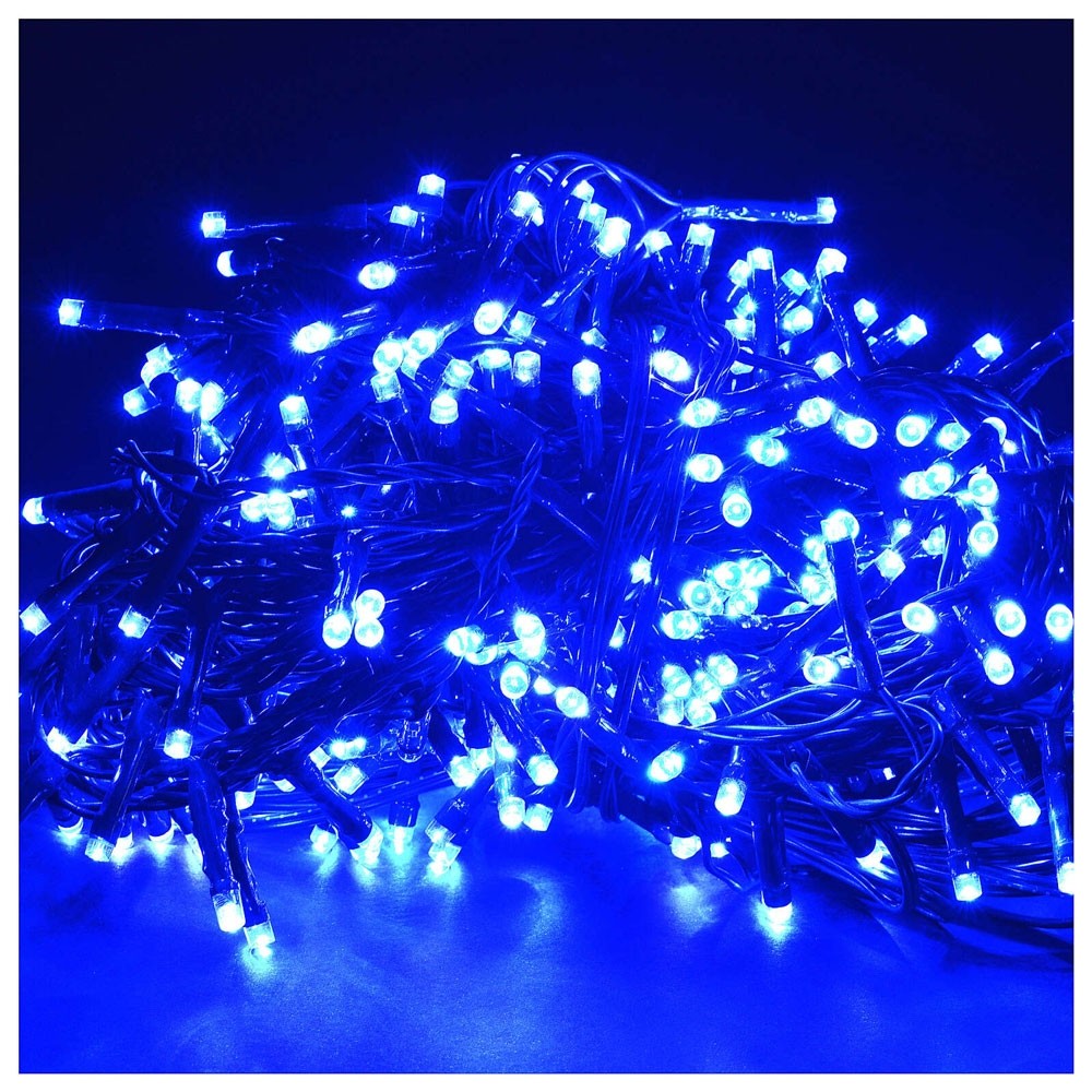Instalatie Craciun Turturi, IP44, 30 m, 858 Led-uri ,Perdea Franjurata, Albastru, 8 jocuri de lumini, Transformator 31 V, Putere 9 W, Interconectabila, Interior/Exterior, Prelungitor 3 m inclus, Fir Negru