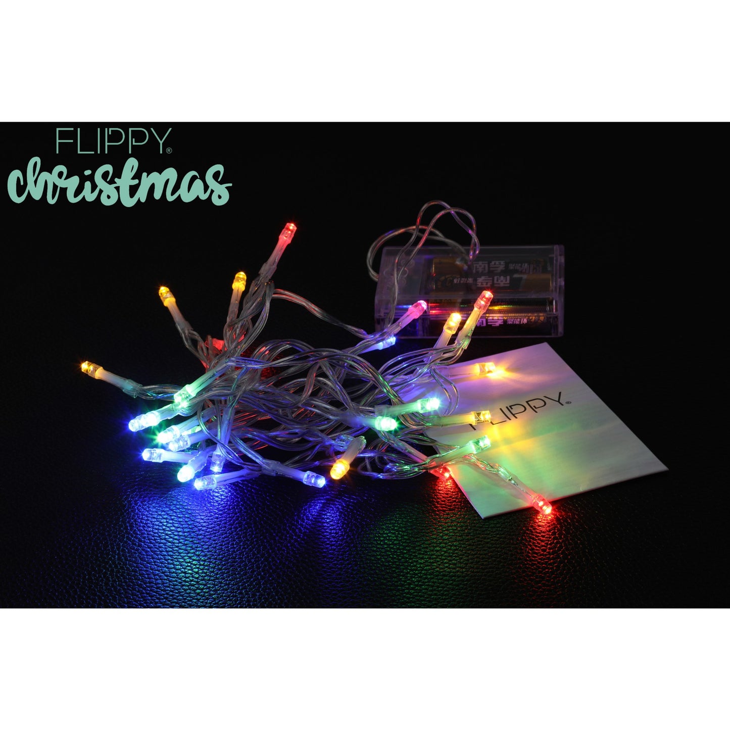 Instalatie de Craciun, Liniara, 1 m, Baterii, 10 LED-uri, Multicolor, 2 Jocuri de Lumini, Fir Transparent, Interior/Exterior