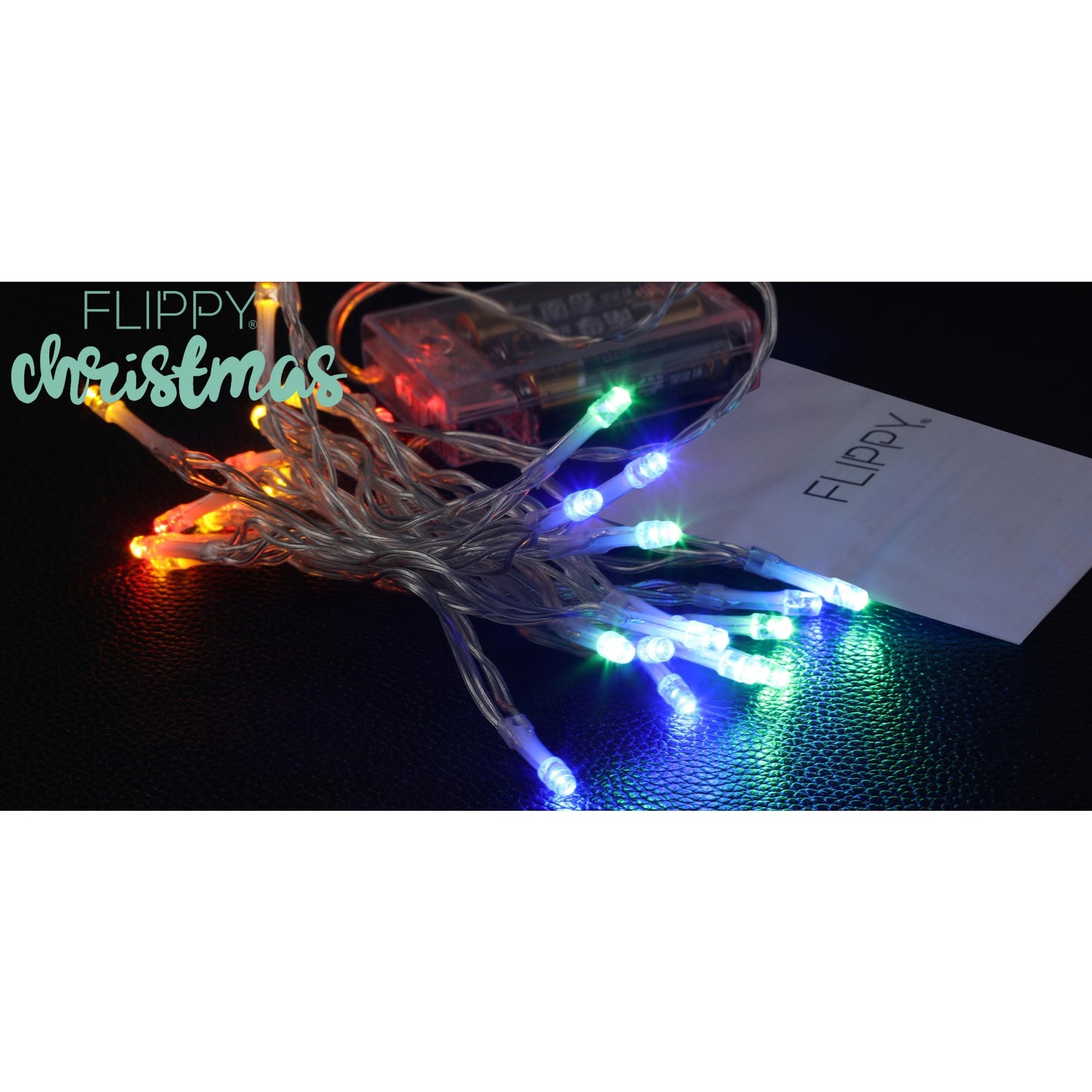 Instalatie de Craciun, Liniara, 1 m, Baterii, 10 LED-uri, Multicolor, 2 Jocuri de Lumini, Fir Transparent, Interior/Exterior