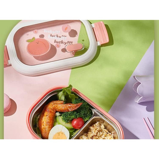 Cutie pentru Pranz sau Gustari, cu Doua Compartimente, pentru Copii si Adulti, Etansare, PP, Perfect pentru Scoala si Birou, 1000 mL, 22.5x14.5x8 cm, Roz