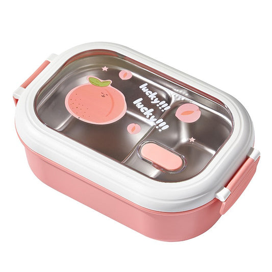 Cutie pentru Pranz sau Gustari, cu Doua Compartimente, pentru Copii si Adulti, Etansare, PP, Perfect pentru Scoala si Birou, 1000 mL, 22.5x14.5x8 cm, Roz