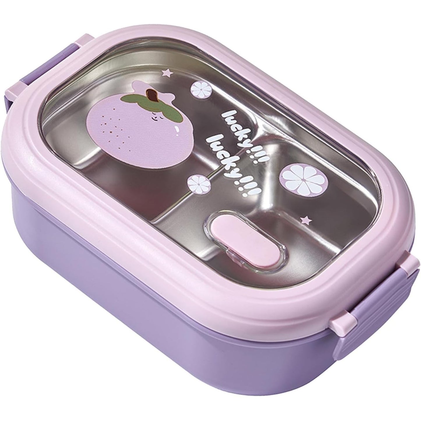 Cutie pentru Pranz sau Gustari, cu Doua Compartimente, pentru Copii si Adulti, Etansare, PP, Perfect pentru Scoala si Birou, 1000 mL, 22.5x14.5x8 cm, Mov