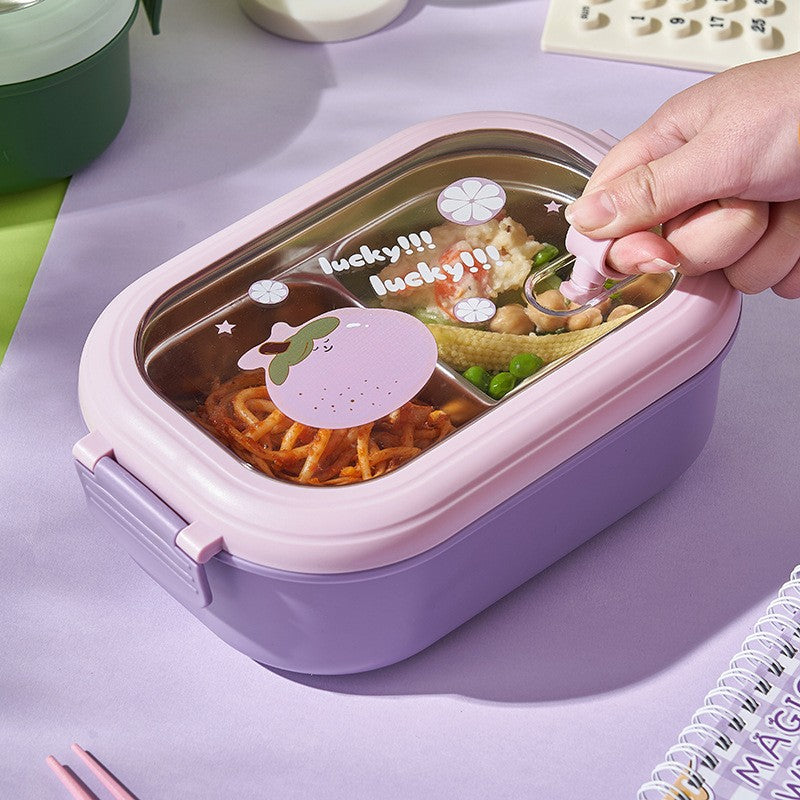 Cutie pentru Pranz sau Gustari, cu Doua Compartimente, pentru Copii si Adulti, Etansare, PP, Perfect pentru Scoala si Birou, 1000 mL, 22.5x14.5x8 cm, Mov