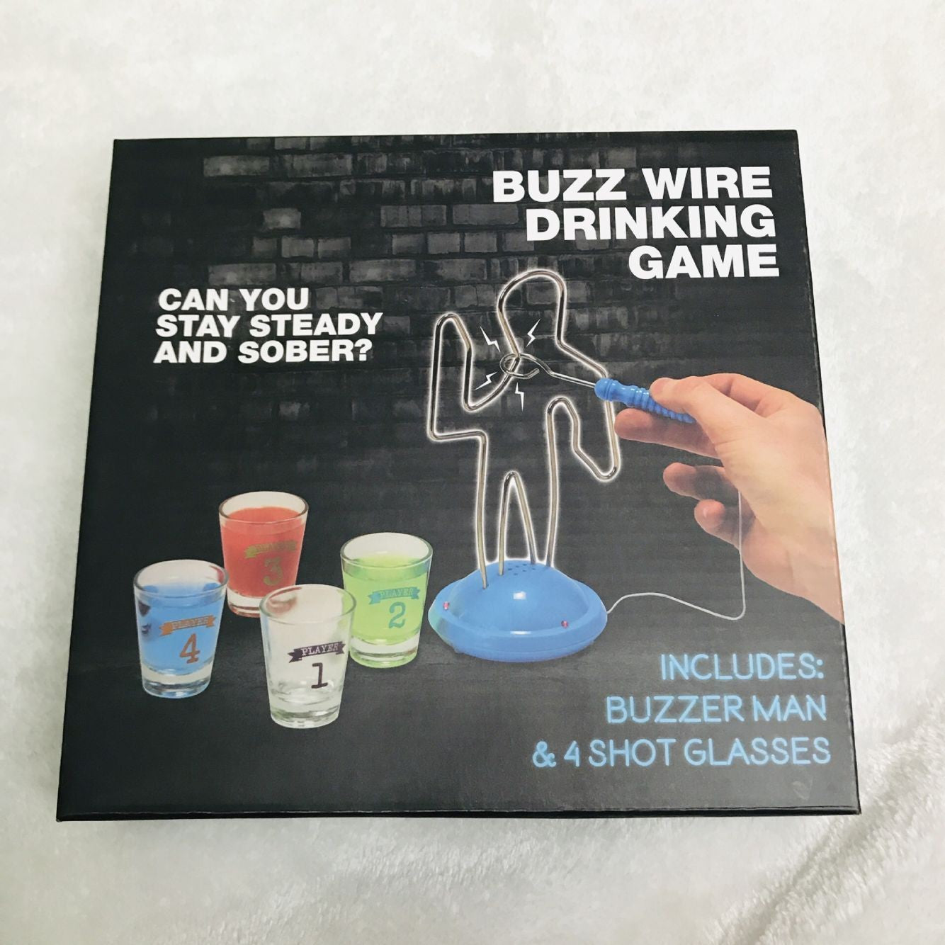 Joc de baut, Buzz Wire, pentru Petreceri, Distractie, Pahare de Shot din Sticla Incluse, 4 Jucatori, Multicolor