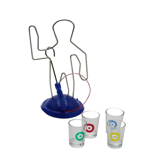 Joc de baut, Buzz Wire, pentru Petreceri, Distractie, Pahare de Shot din Sticla Incluse, 4 Jucatori, Multicolor