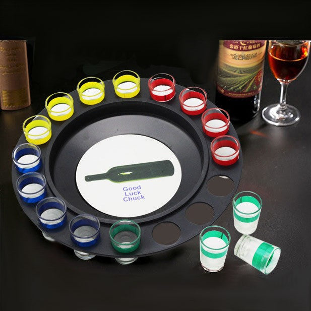 Joc de Societate "Adevar sau Provocare", Ruleta cu 16 pahare de Shot din Sticla, pentru Petreceri, Distractie, Cadouri, Multicolor