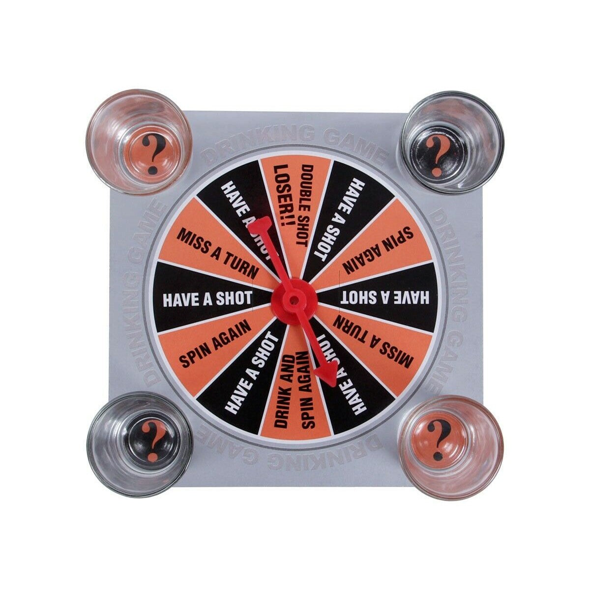 Joc de societate cu 4 pahare de shoturi din sticla, ruleta norocului, pentru petreceri, 17x17x7.5cm