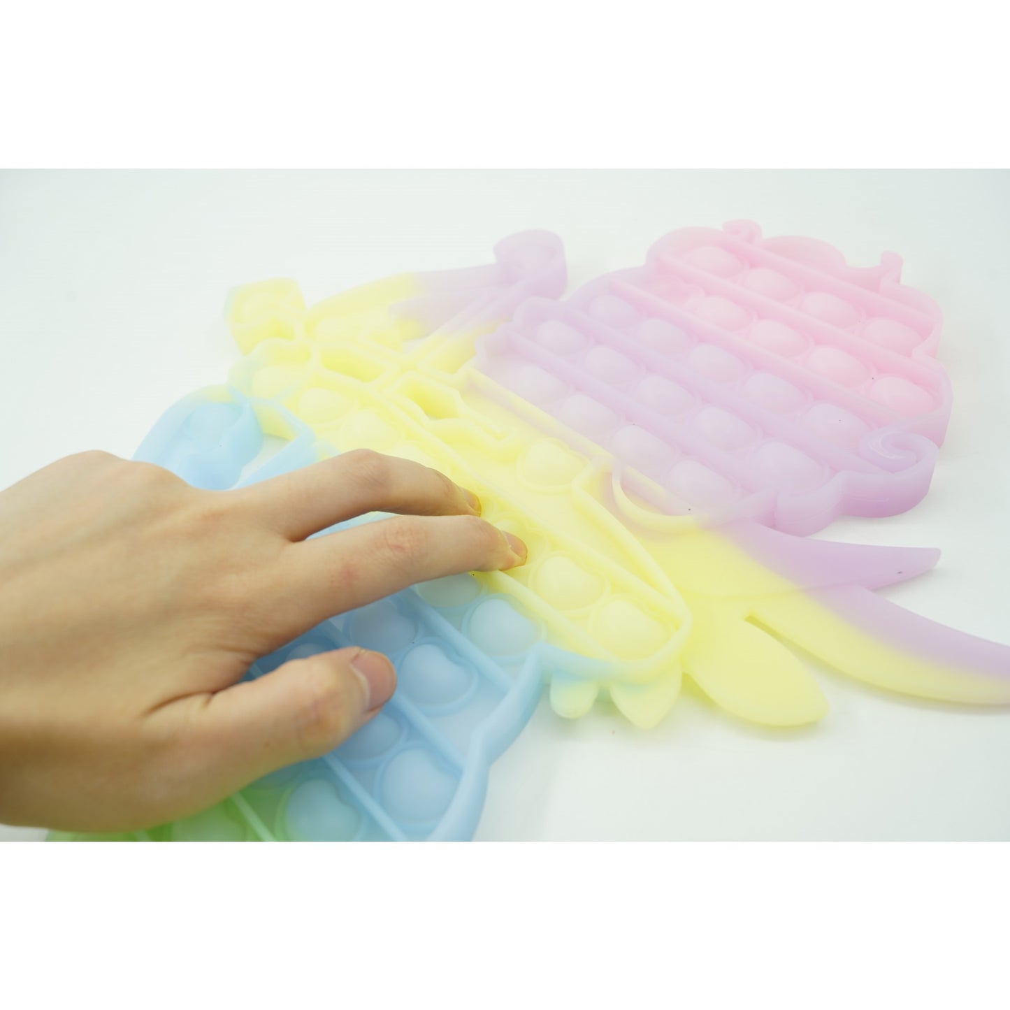 Jucarie antistres din silicon, Pop it Now and Flip It , 40x45 cm, Cupidon, Fosforescent, Multicolor