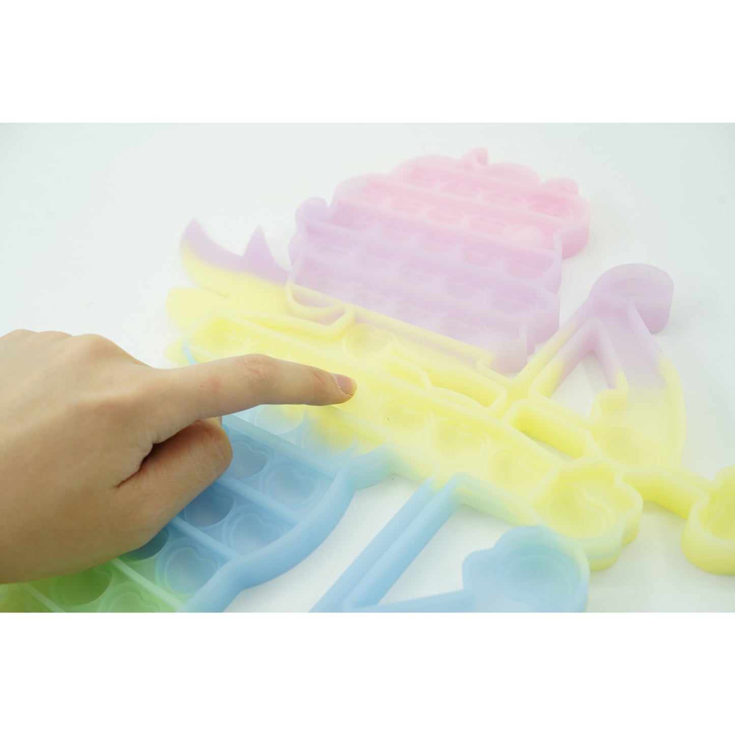 Jucarie antistres din silicon, Pop it Now and Flip It , 40x45 cm, Cupidon, Fosforescent, Multicolor