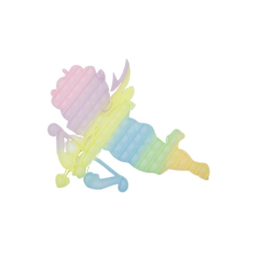 Jucarie antistres din silicon, Pop it Now and Flip It , 40x45 cm, Cupidon, Fosforescent, Multicolor