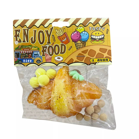 Jucarie Antistres Squishy, cu Revenire Lenta, Model Croissant, 10x8 cm, 90g, Ambalaj Transparent, Maro