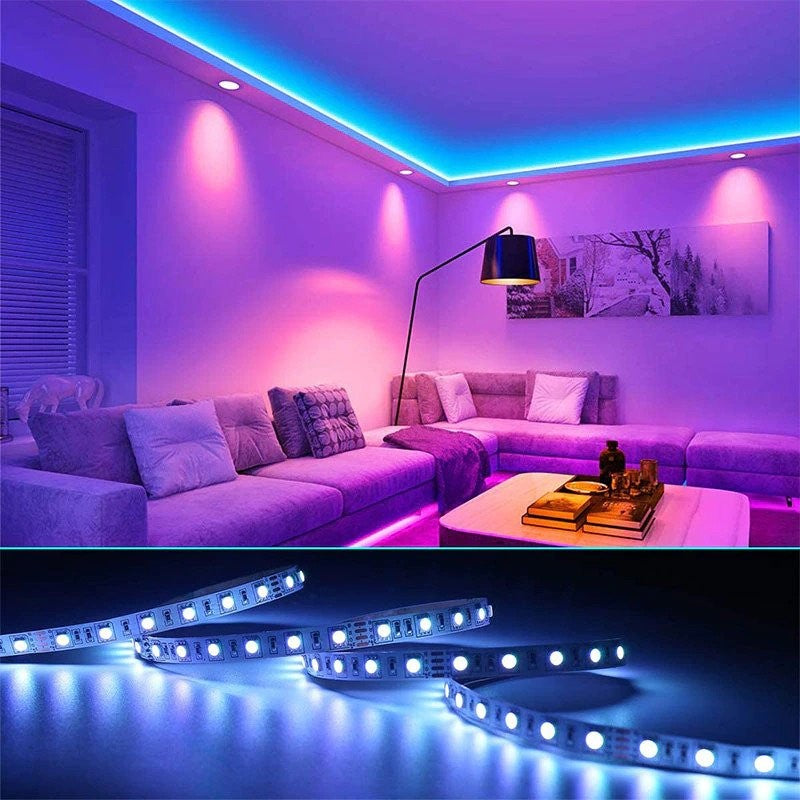 Kit Banda Led RGB SMD 5050 cu Transformator inclus - Lungime 5 M, 270 LED-uri, Telecomanda 44 taste, pentru TV, PC, Auto, IP65, Lumina Ambientala