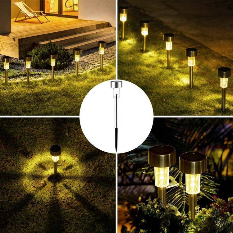 Lampa solara Led decorativa pentru gradina, Argintie, Lumina Alb Cald