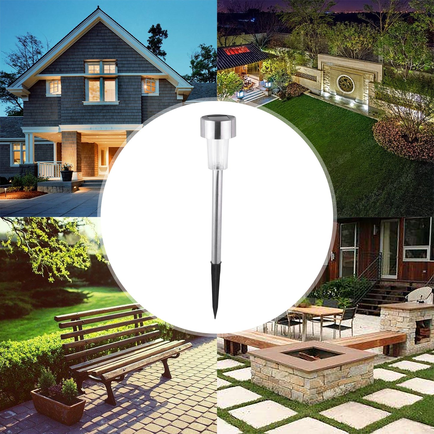 Lampa solara Led decorativa pentru gradina, Argintie, Lumina Alb Cald