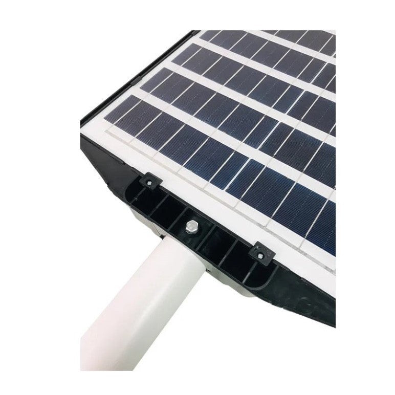 Lampa solara stradala, cu telecomanda, senzor de miscare si lumina, suport prindere, 720 LED-uri, IP65, ABS, 15AH, 500W, temperatura culoare 6500K, 44.5x34.7x6.6 cm, autonomie 10-12 ore, negru