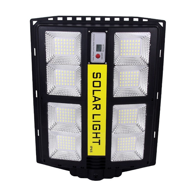 Lampa solara stradala, cu telecomanda, senzor de miscare si lumina, suport prindere, 720 LED-uri, IP65, ABS, 15AH, 500W, temperatura culoare 6500K, 44.5x34.7x6.6 cm, autonomie 10-12 ore, negru