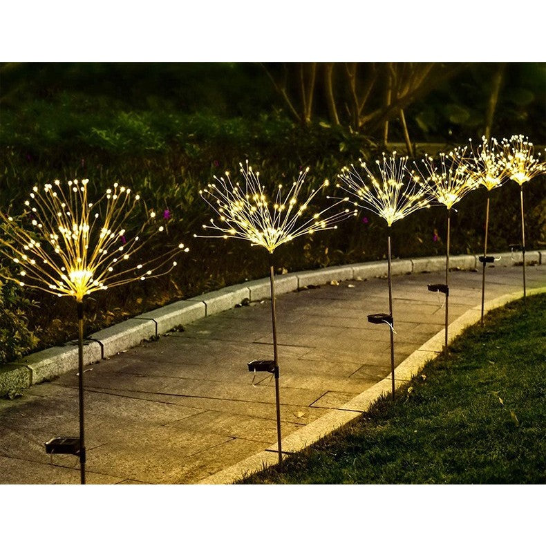 Lampa solara sub forma de artificii, 120 LED-uri, alb cald