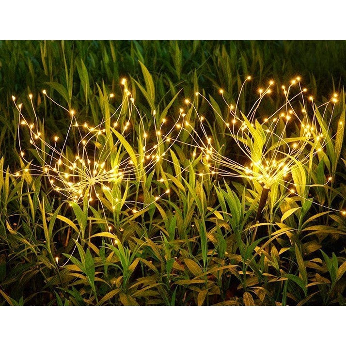Lampa solara sub forma de artificii, 120 LED-uri, alb cald