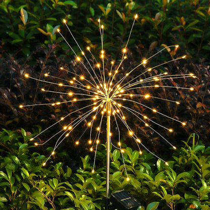 Lampa solara sub forma de artificii, 120 LED-uri, alb cald