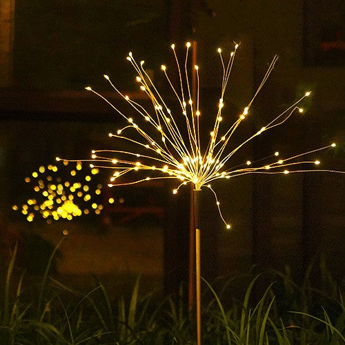 Lampa solara sub forma de artificii, 120 LED-uri, alb cald