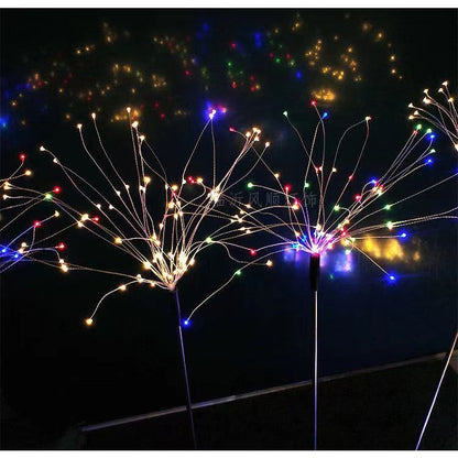 Lampa solara sub forma de artificii, 120 LED-uri, multicolor