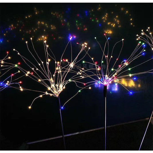 Lampa solara sub forma de artificii, 120 LED-uri, multicolor