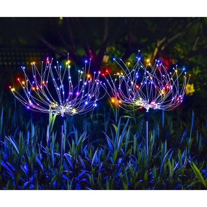 Lampa solara sub forma de artificii, 120 LED-uri, multicolor