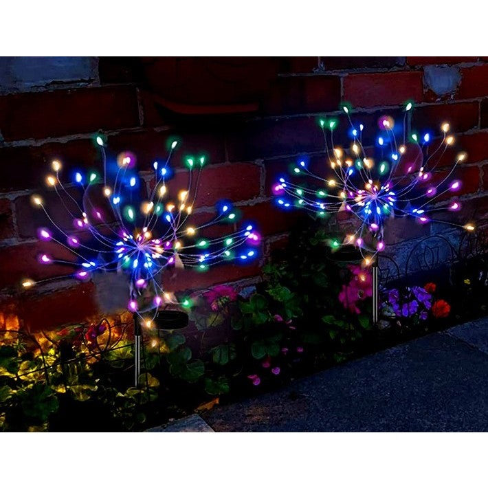Lampa solara sub forma de artificii, 120 LED-uri, multicolor