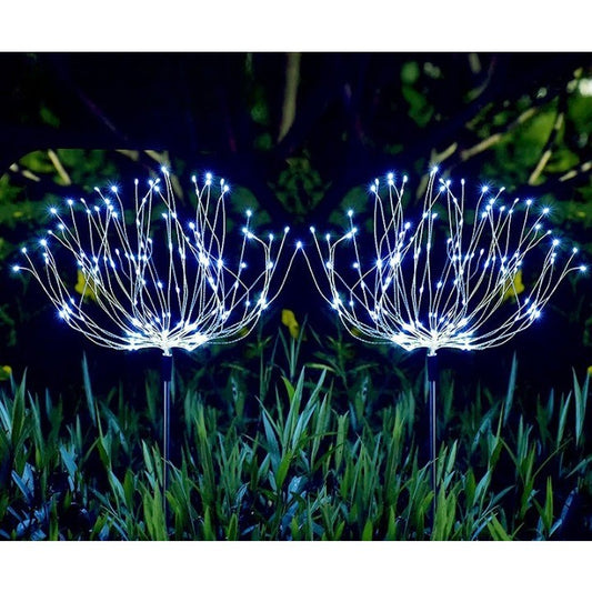 Lampa solara sub forma de artificii, 90 LED-uri, alb rece