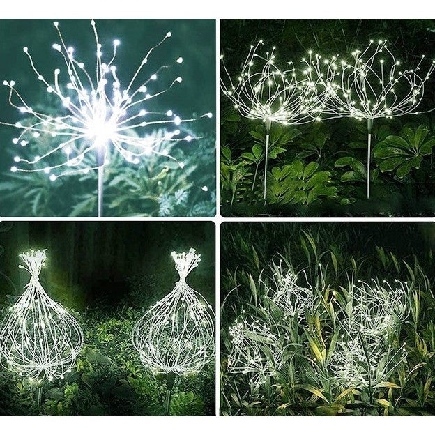 Lampa solara sub forma de artificii, 90 LED-uri, alb rece