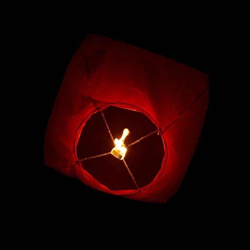 Lampion zburator, hartie biodegradabila, Rosu
