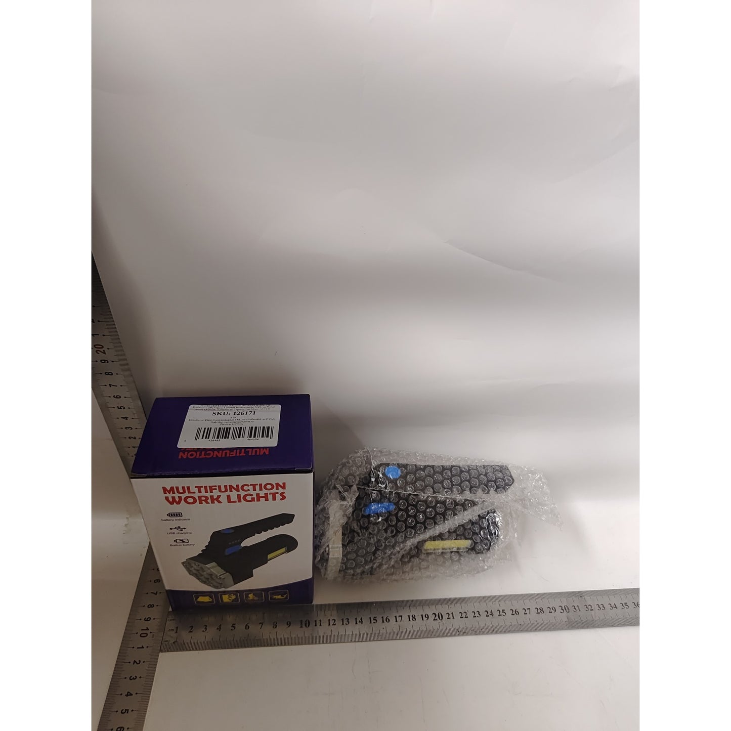 Lanterna LED Lumina Puternica, Rezistenta la Apa, Tip Proiector COB, Lanternă Reincarcabila, USB, cu Maner pentru Drumetii, Lanterna de Urgenta, Aer Liber, 14.1 x 6.4 cm, Culoare Negru cu Comutator Albastru