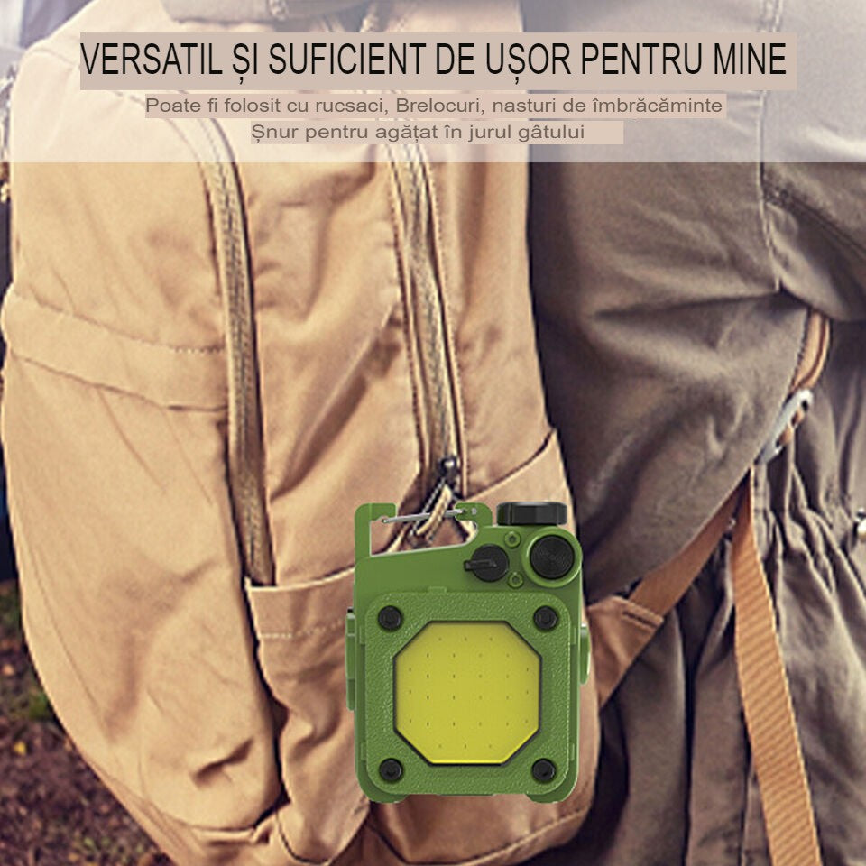 Lanterna Mini de Buzunar Tip Breloc, Incarcare prin USB Type C, Multifunctionala, pentru Exterior, Camping, Alpinism, Ciclism, Mini Lanterna Elvis, 6.1 x 5 x 2.5 cm, Lumina Puternica, Culoare Verde