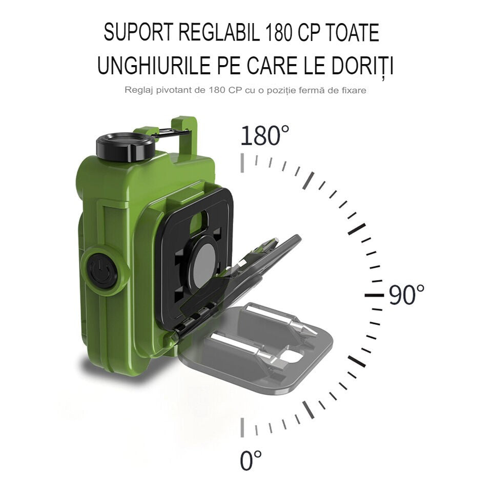 Lanterna Mini de Buzunar Tip Breloc, Incarcare prin USB Type C, Multifunctionala, pentru Exterior, Camping, Alpinism, Ciclism, Mini Lanterna Elvis, 6.1 x 5 x 2.5 cm, Lumina Puternica, Culoare Verde